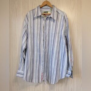 Robert Graham Rock Stripe Dress Button Down Shirt Mens 2XL Classic Fit MSRP $198